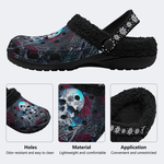 Skull&Flowers - Fur Lined Slippers/Sandals