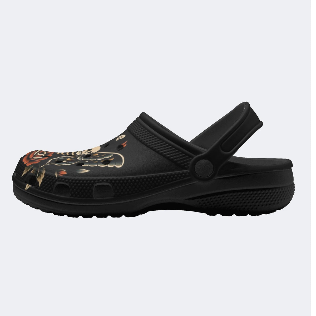 Skull And Moth Print - Slippers/Sandals