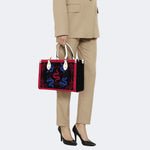 Red Snake As The Center - Leather Handbag