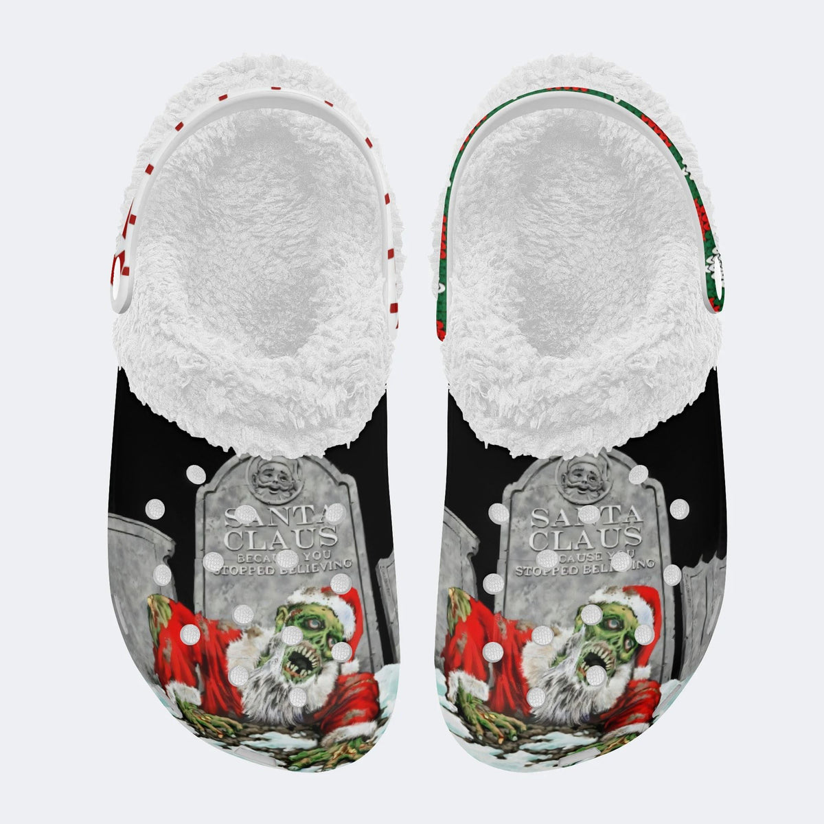 Horror Santa Claus Ghostface Print - Fur Lined Slippers/Sandals