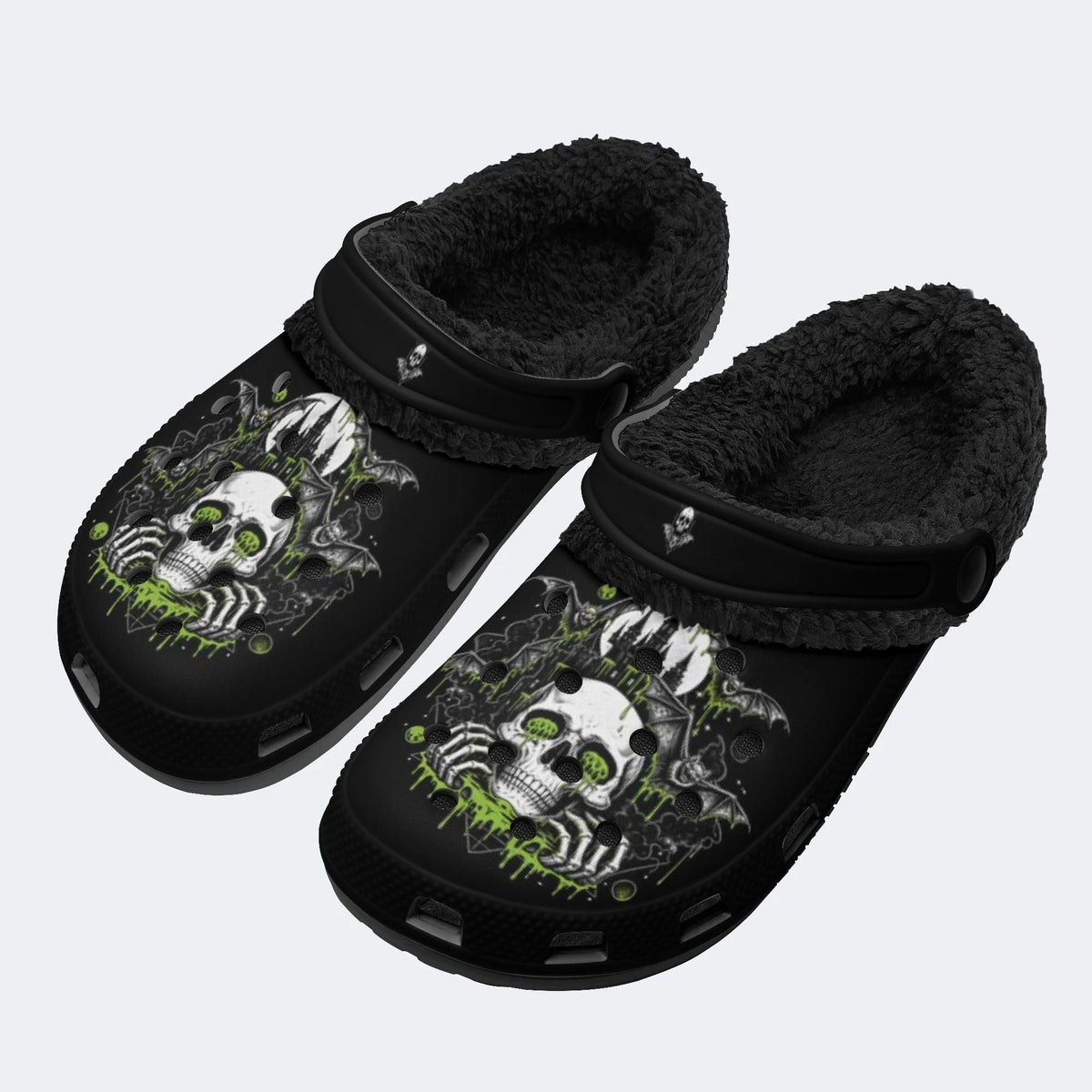 Toxic Green Bat Skull - Fur Lined Slippers/Sandals