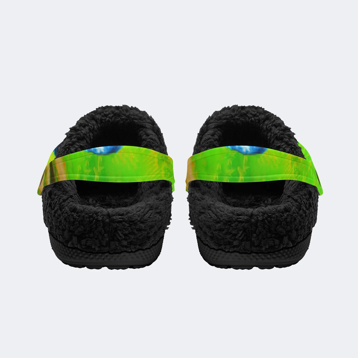 Unisex Retro Skull Graphic Print - Fur Lined Slippers