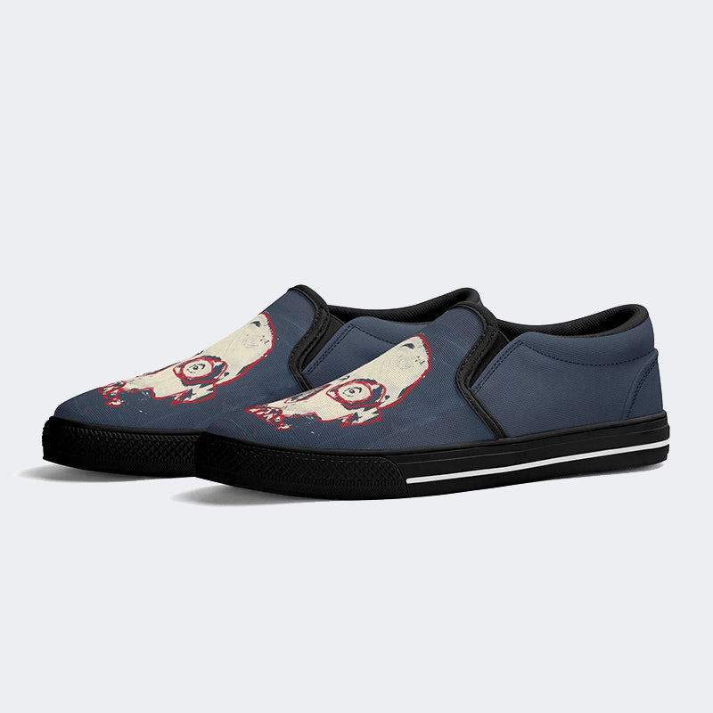 Unisex Graffiti Skull Print - Slip On Shoes