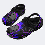 Neon Flame Skulls - Fur Lined Slippers/Sandals