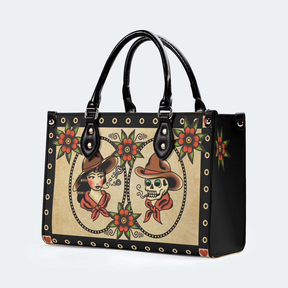 Traditional Tattoo Print - Leather Handbag