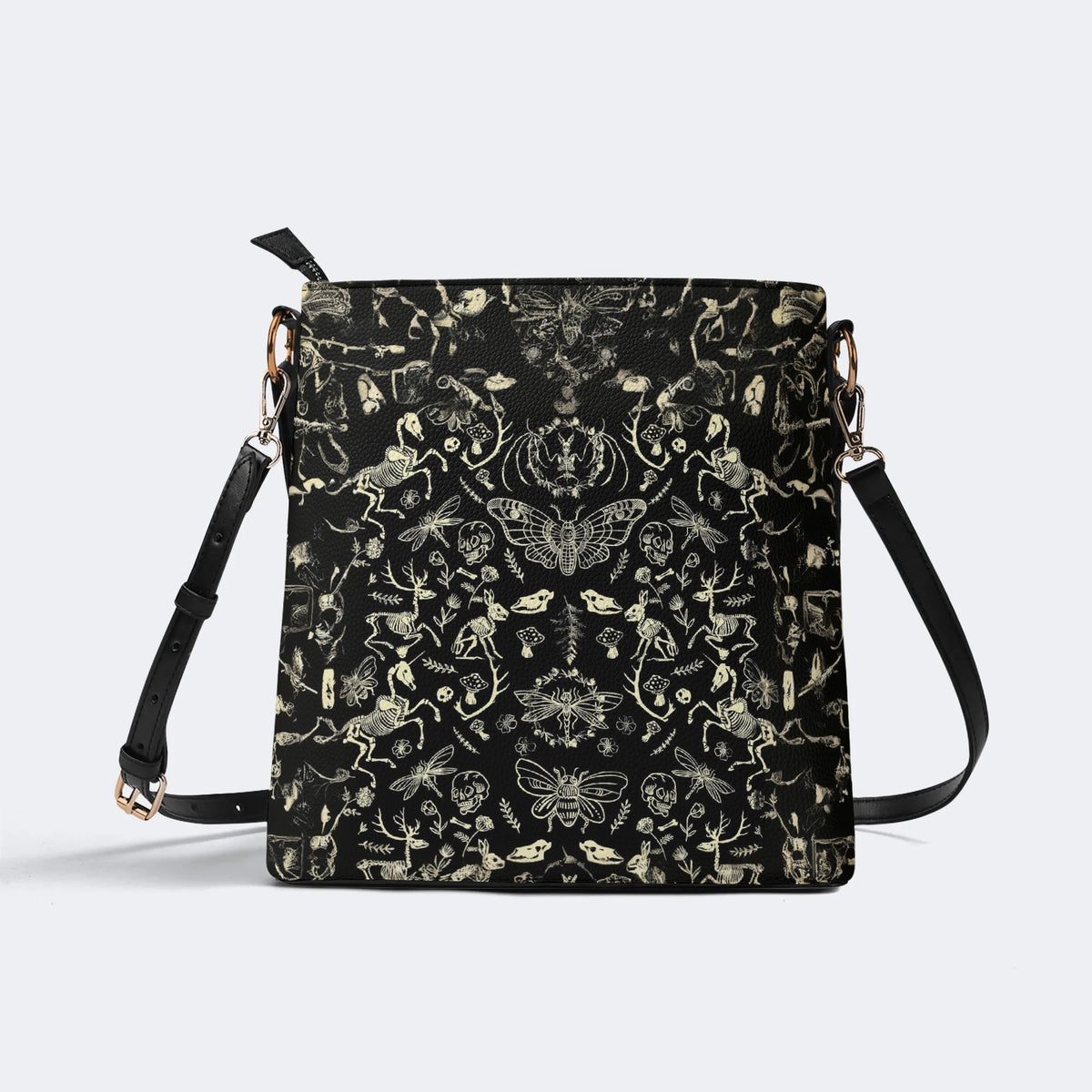 Dark Cottagecore Forest Animal Bones Print - Bucket Bag