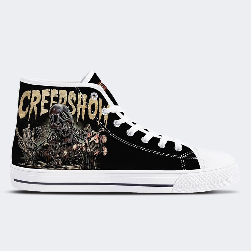 Horror Movie Vintage Graphic Print- High Top Canvas