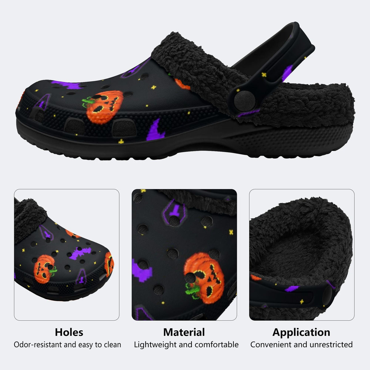 Pixel Halloween Bat - Fur Lined Slippers/Sandals