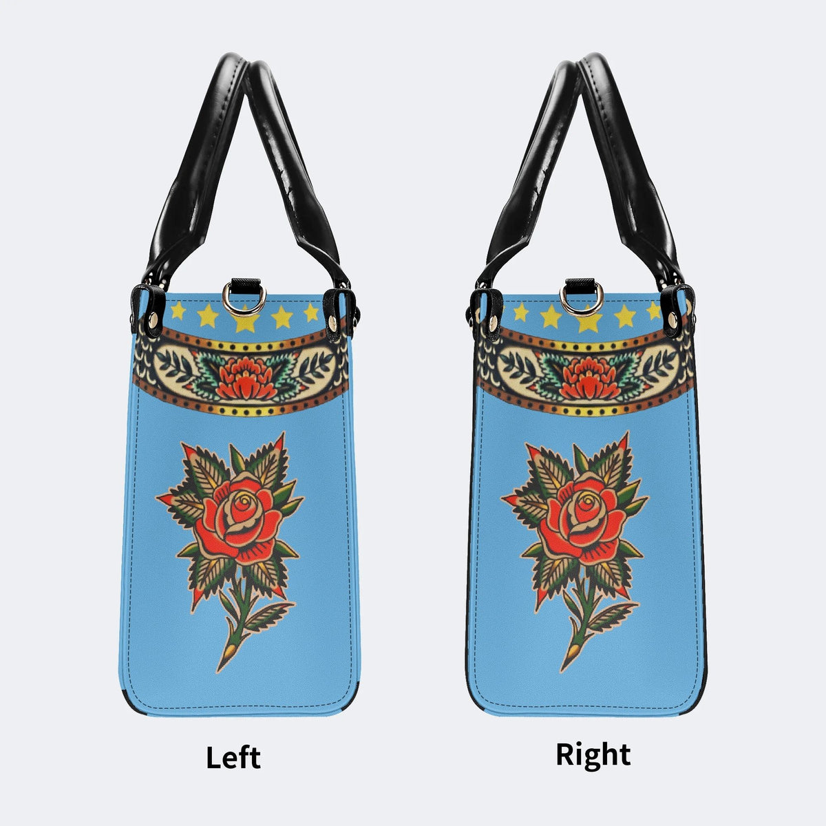 Vintage Torch And Dragon Print - Leather Handbag