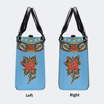 Vintage Torch And Dragon Print - Leather Handbag