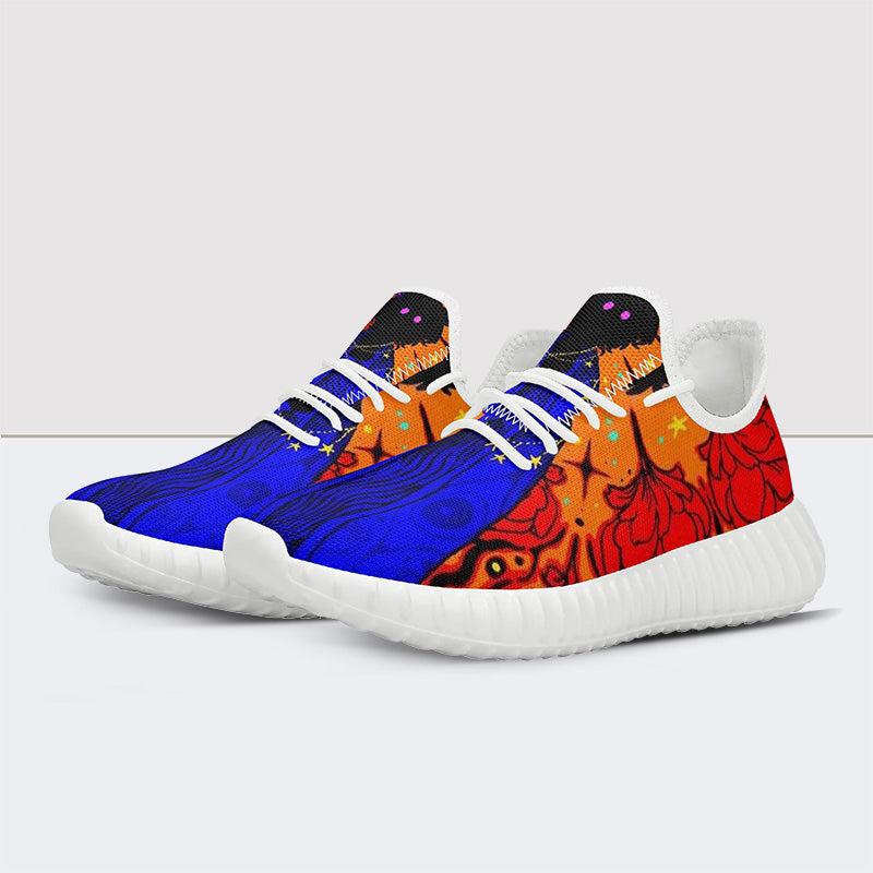 Figure Graphic Print Mesh Knit Sneakers