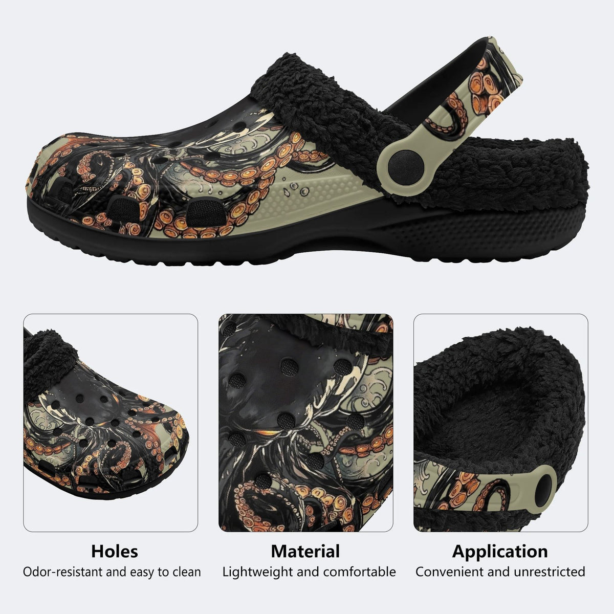 Abyssal Ink - Fur Lined Slippers/Sandals