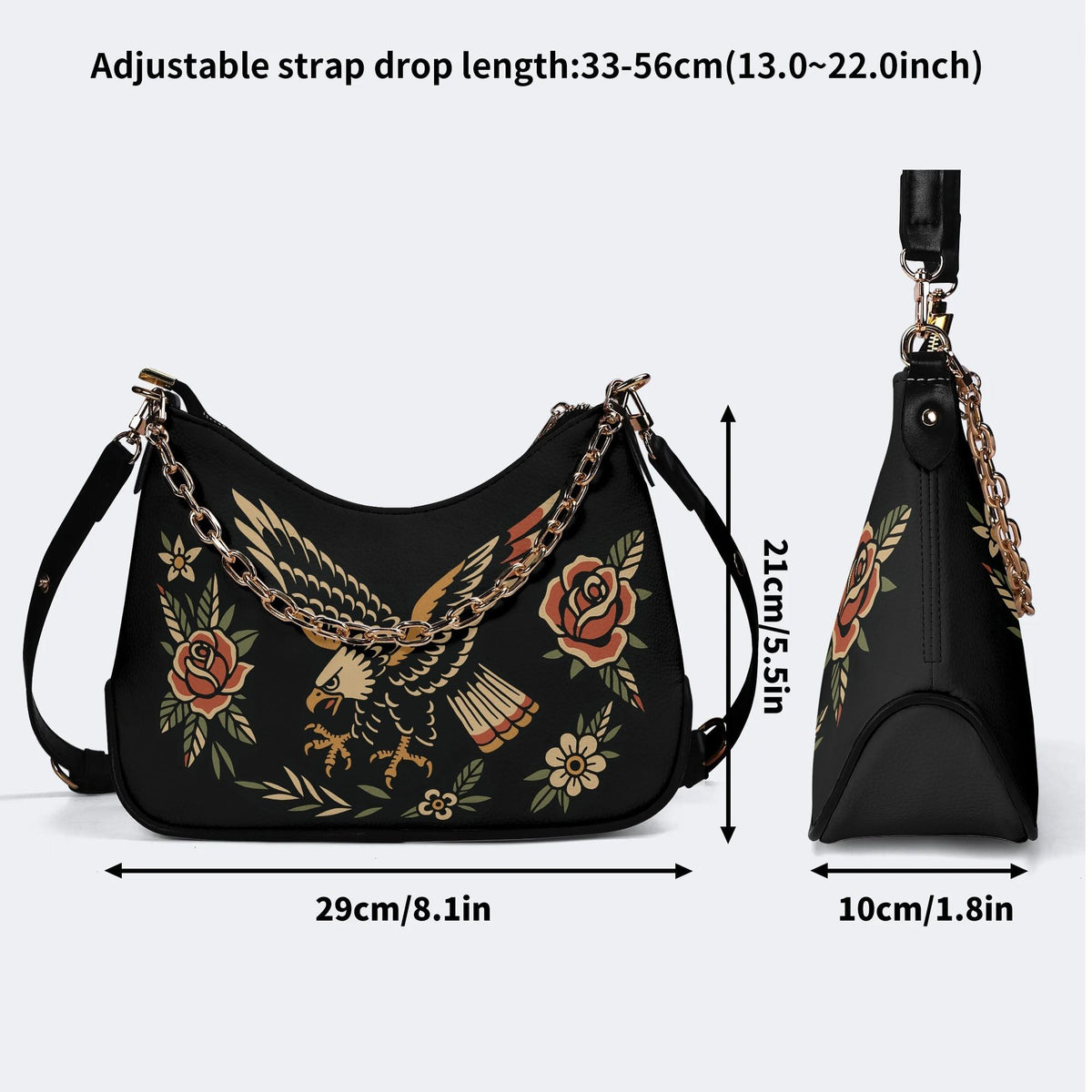 Eagle Spreads Wings - Leather Crossbody Bag