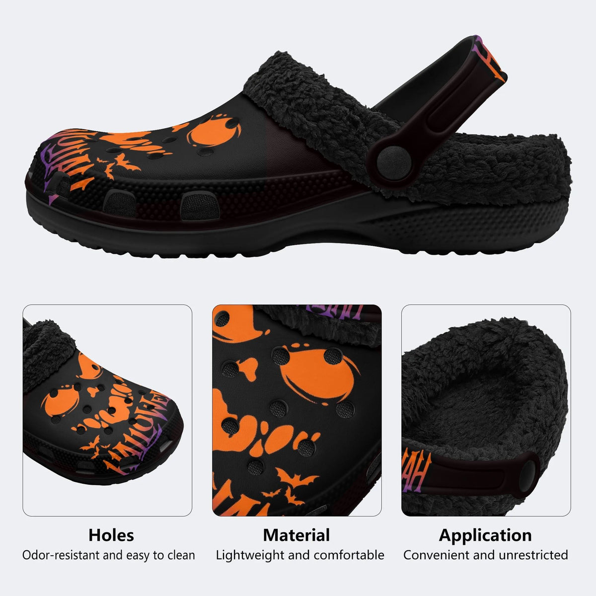 Creepy Pumpkin Bat - Fur Lined Slippers/Sandals