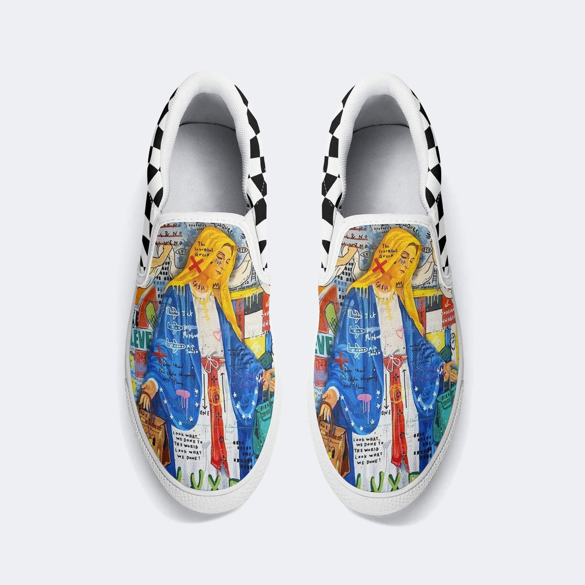 Unisex Graffiti Mary Art Print - Slip On Shoes