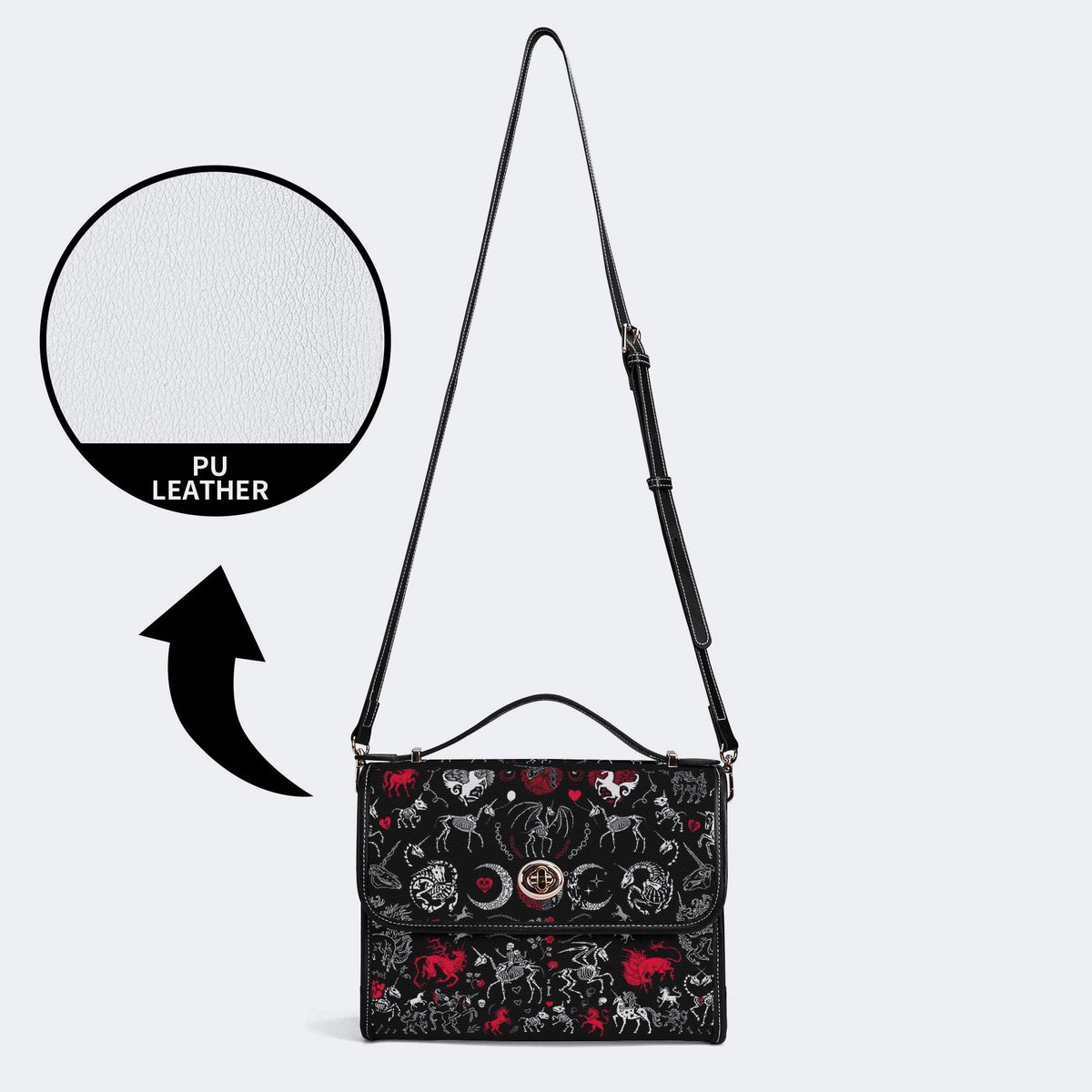 Fantastic Beasts Print - Leather Satchel Bag
