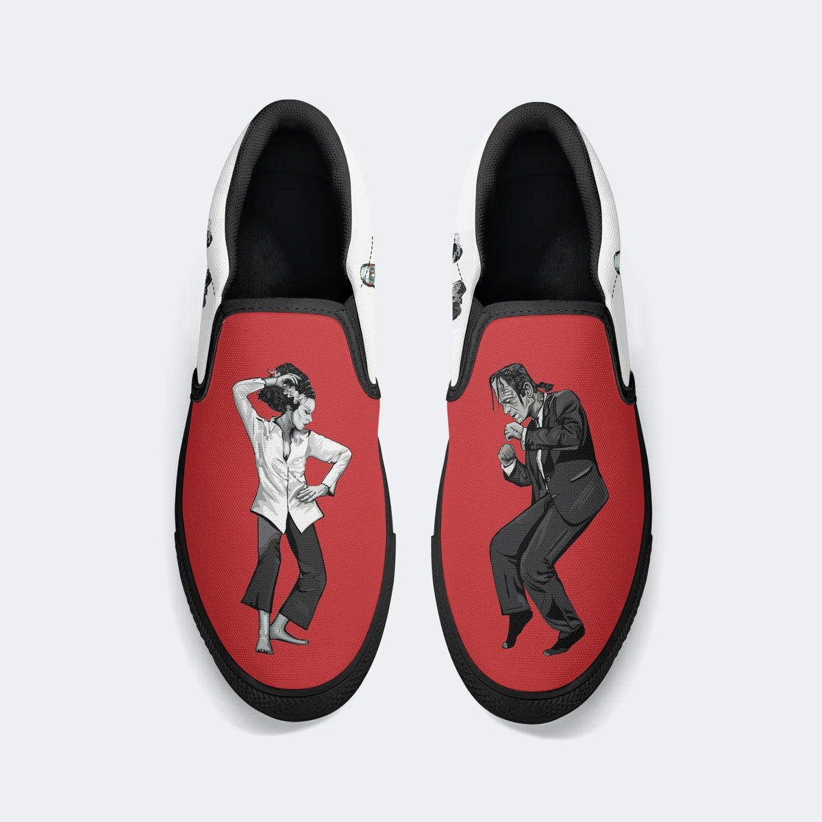 Pulp Frankenstein Halloween Print - Slip On Shoes