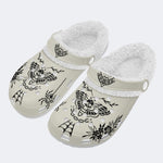 Classic Death Moth Print - Fur Lined Slippers/Sandals