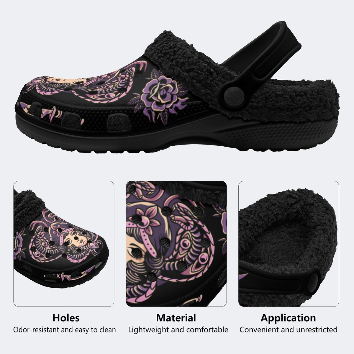 Cobra Girl Print - Removable Fur Lined Slippers/Sandals