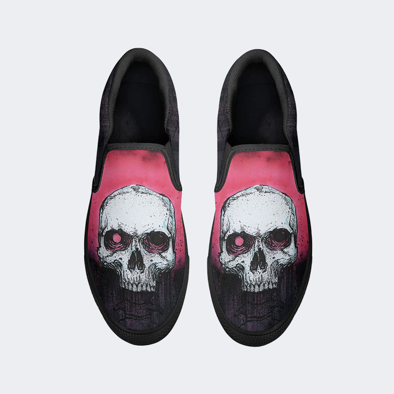 Unisex Skull Graphic Print - Slip On Shoes