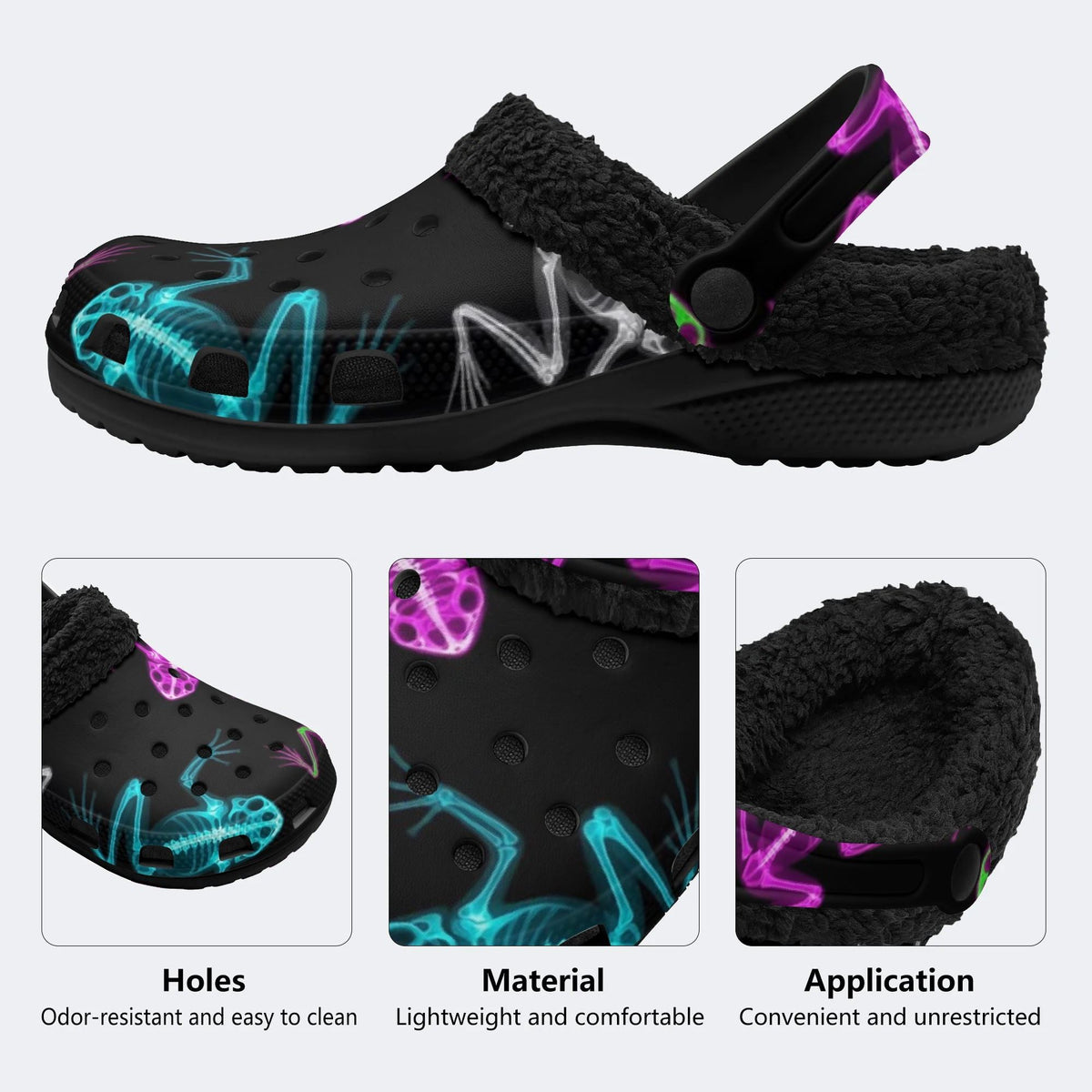 Xray Frog Bones - Fur Lined Slippers/Sandals