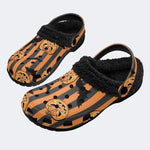 Gothic Halloween Stripes - Fur Lined Slippers/Sandals