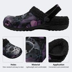 Skull Violet Rose - Fur Lined Slippers/Sandals