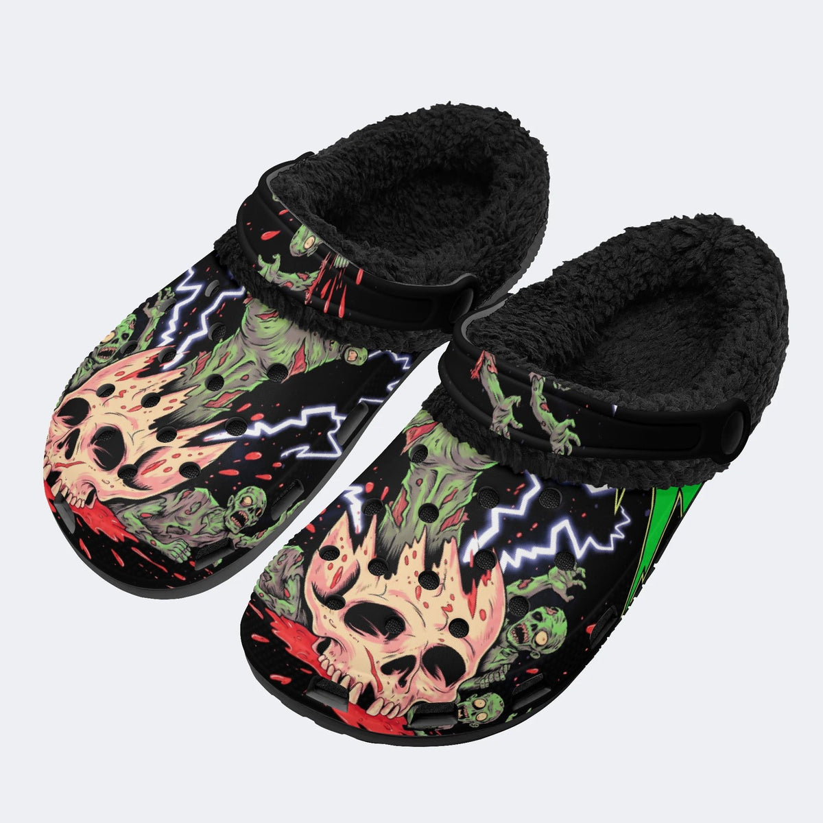 Zombie Skull Horror‑Fur Lined Slippers Sandals