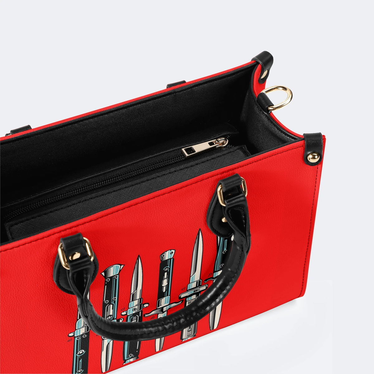 Weapons Print - Leather Handbag