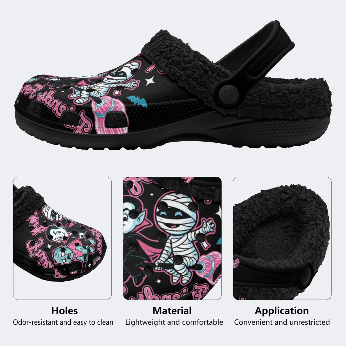Gothic Broom Monsters - Fur Lined Slippers/Sandals