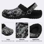 Gothic Floral Bat Print - Fur Lined Slippers/Sandals
