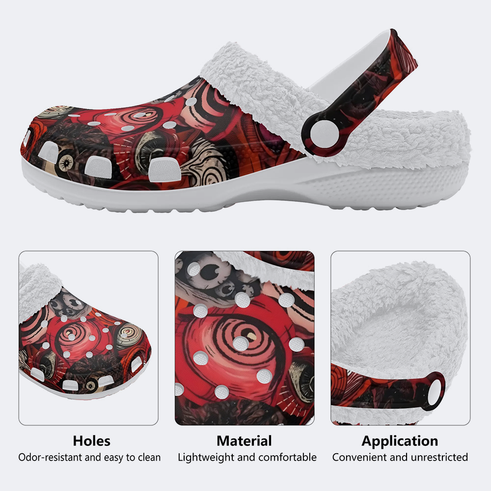 Unisex Evil Eyes Print - Fur Lined Slippers