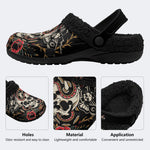 Tattoo Skull Snake Rose - Fur Lined Slippers/Sandals
