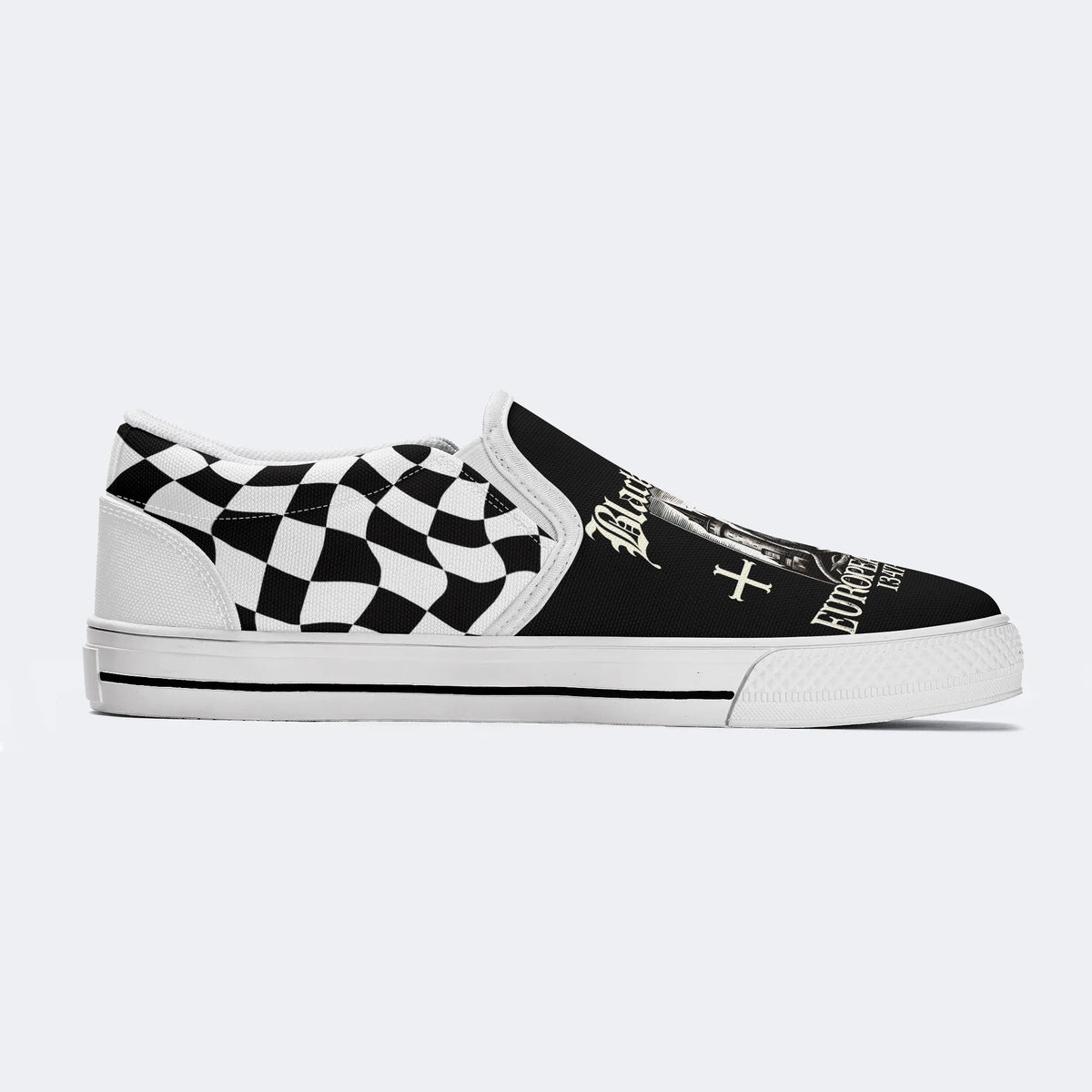 Black Death Print - Slip On Shoes