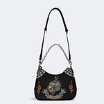 Wolf Vintage Print - Leather Crossbody Bag