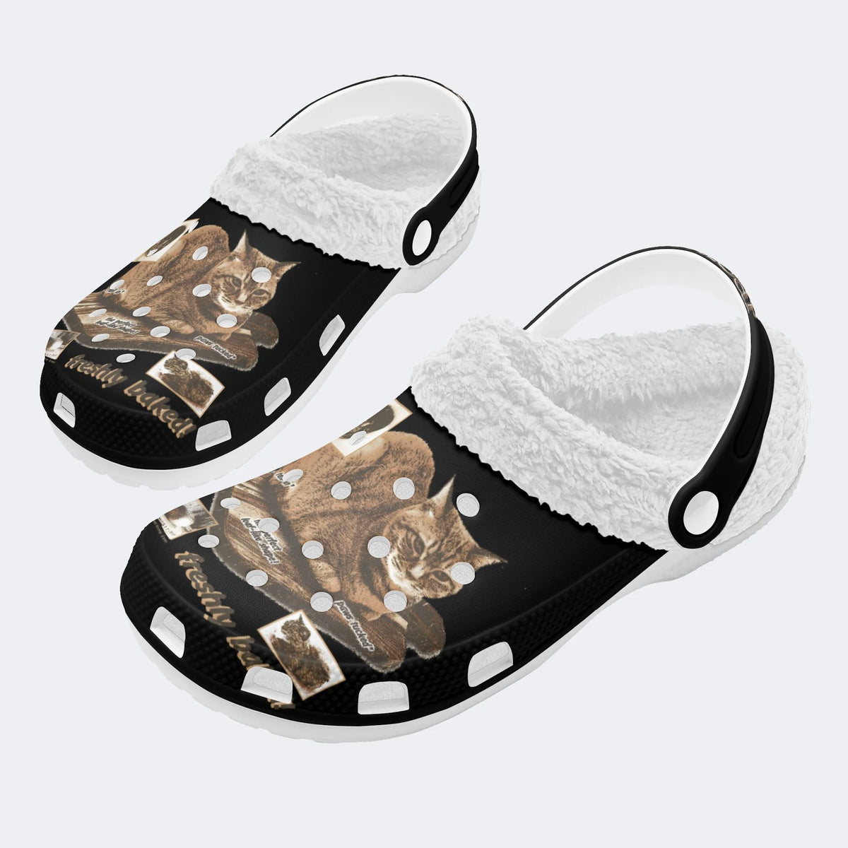 Cat Loaf Unisex Vintage - Fur Lined Slippers/Sandals