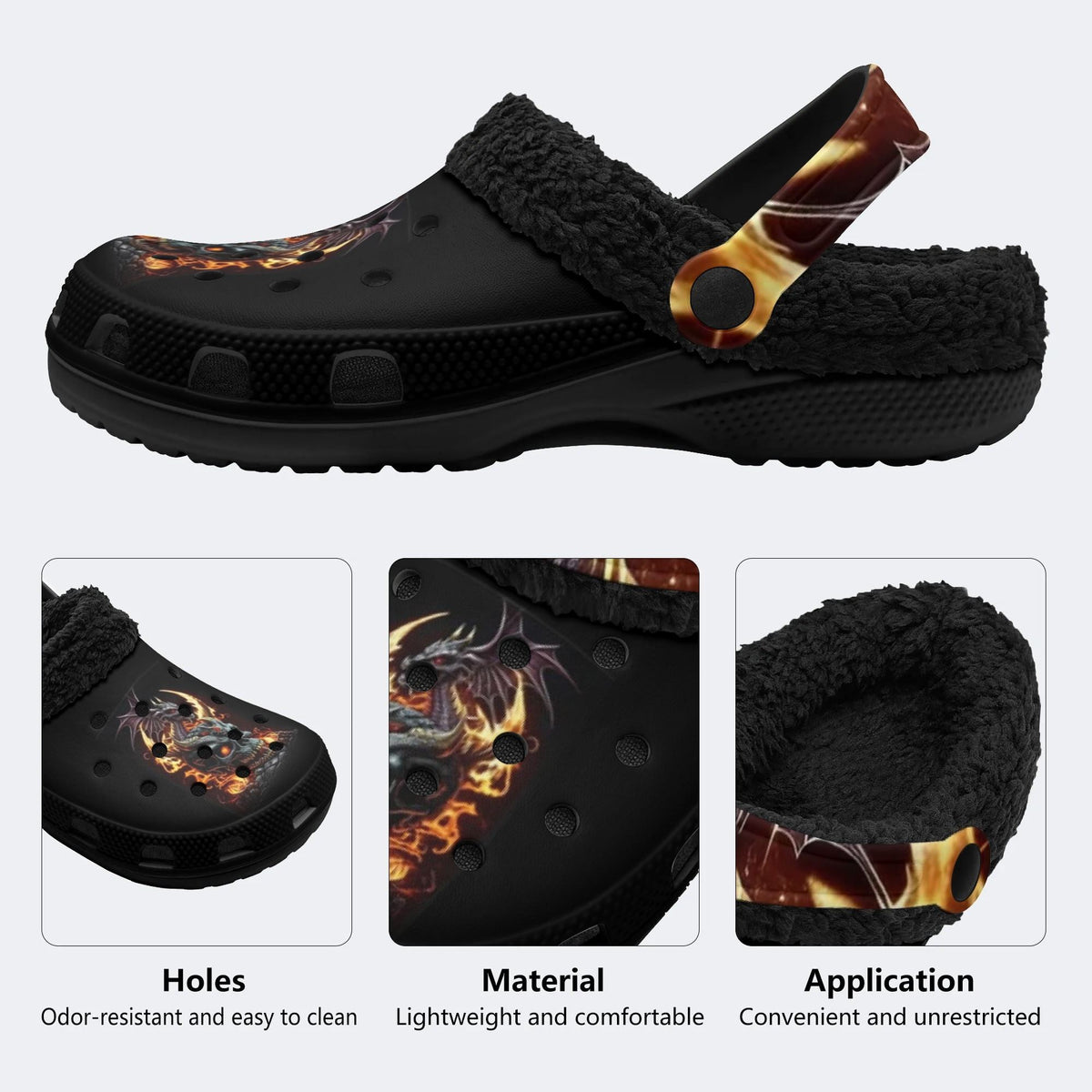 Dragon Skull Fire - Fur Lined Slippers/Sandals