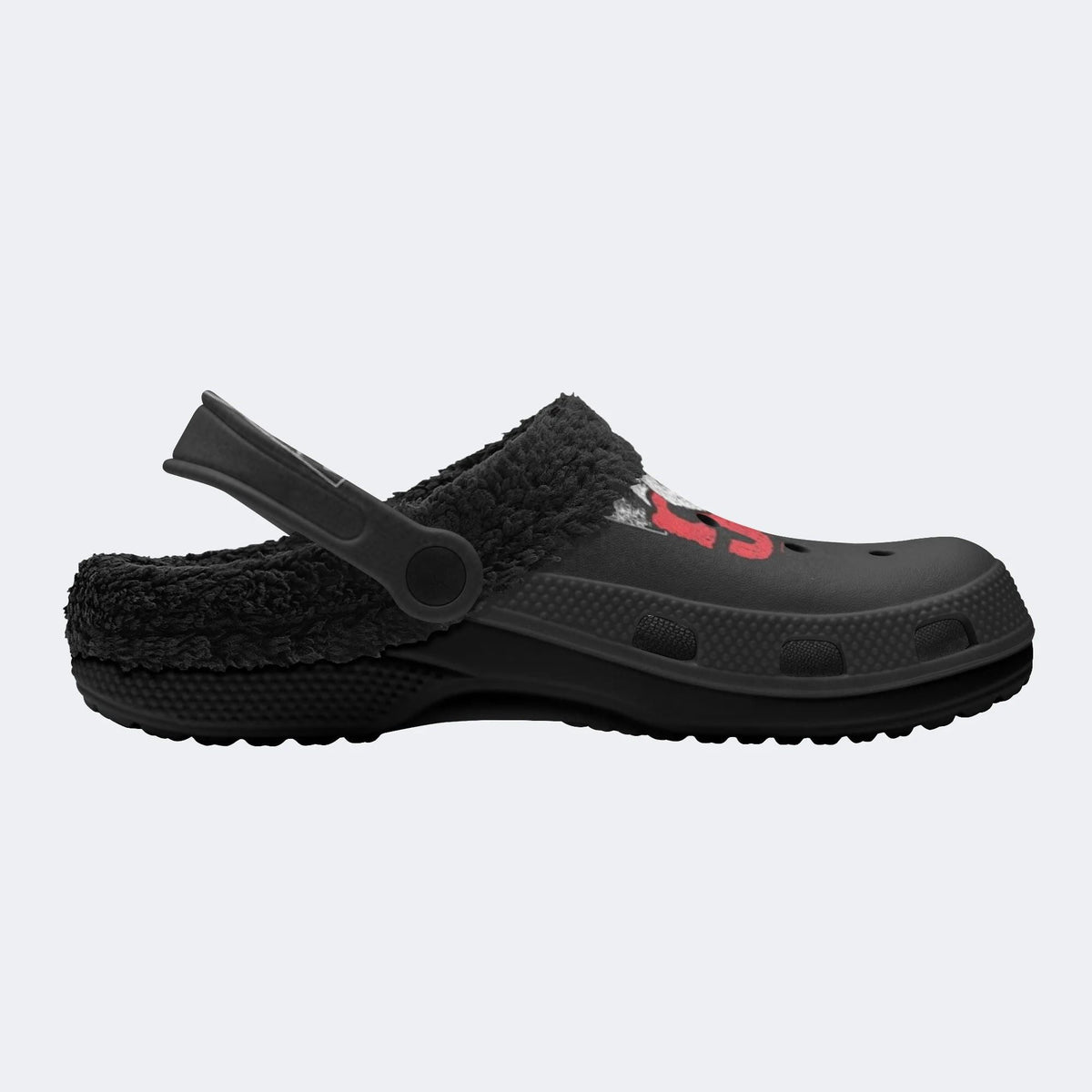 Grunge Red Skull - Fur Lined Slippers/Sandals