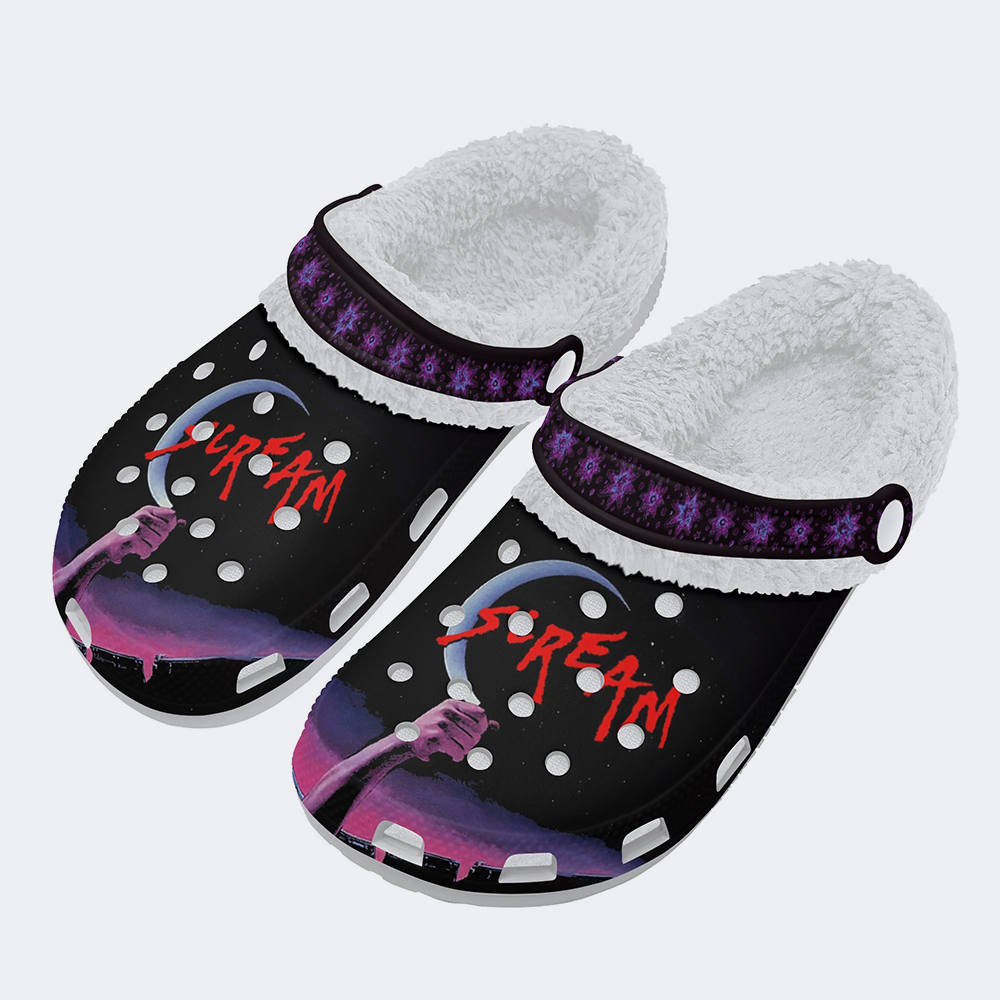 Horror Print - Fur Lined Slippers/Sandals