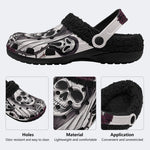 Gothic Skeleton Bride Veil Dark Rose - Fur Lined Slippers/Sandals
