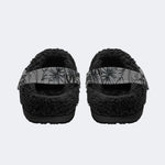 Gothic Floral Bat Print - Fur Lined Slippers/Sandals