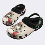 Funny Santa Claus Print - Fur Lined Slippers/Sandals