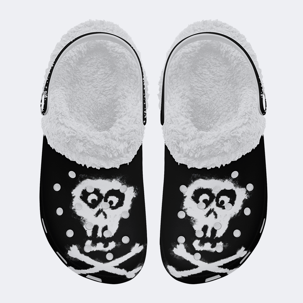 Jolly Roger Print - Fur Lined Slippers/Sandals