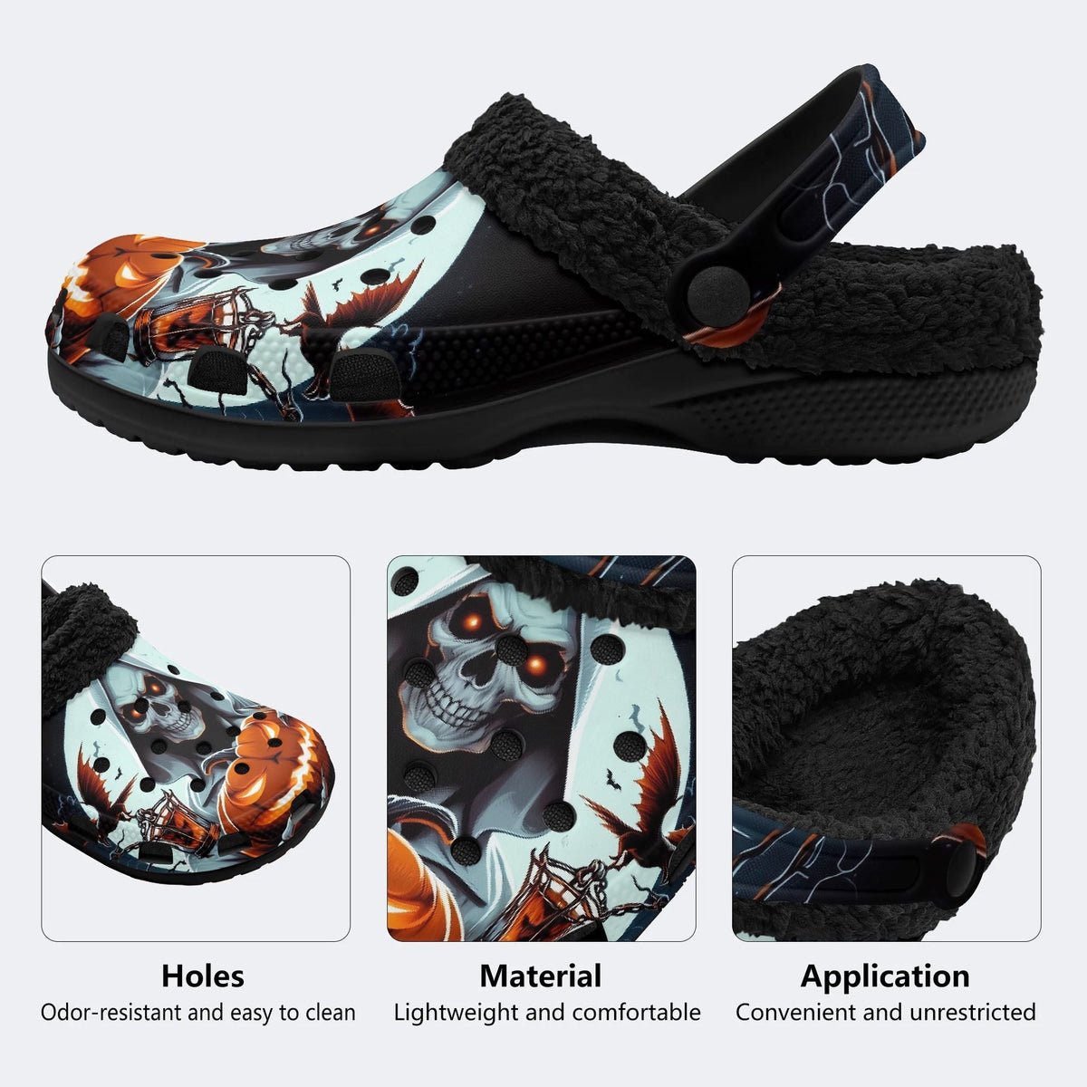 Spooky Halloween Reaper - Fur Lined Slippers/Sandals