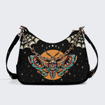 Old School Death Moth Vintage Print - Leather Crossbody Bag
