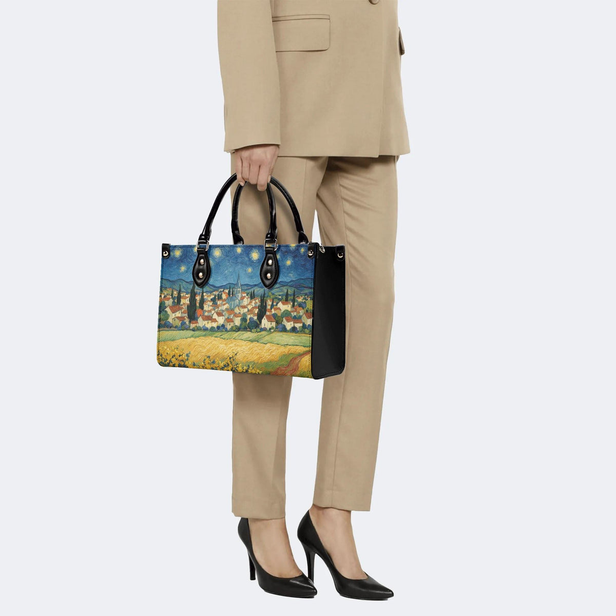 Van Gogh Starry Night Town Print Handbag Factory Direct Sales