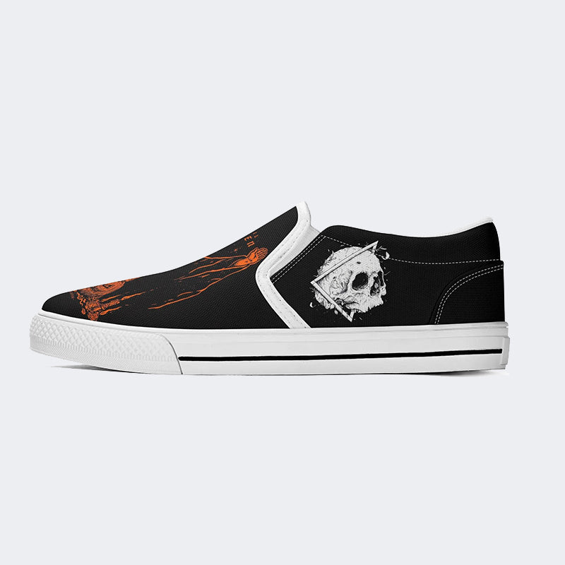 Unisex Halloween Horror Skull Print - Slip On Shoes