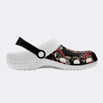 Horror Flower Skull Print - Fur Lined Slippers/Sandals