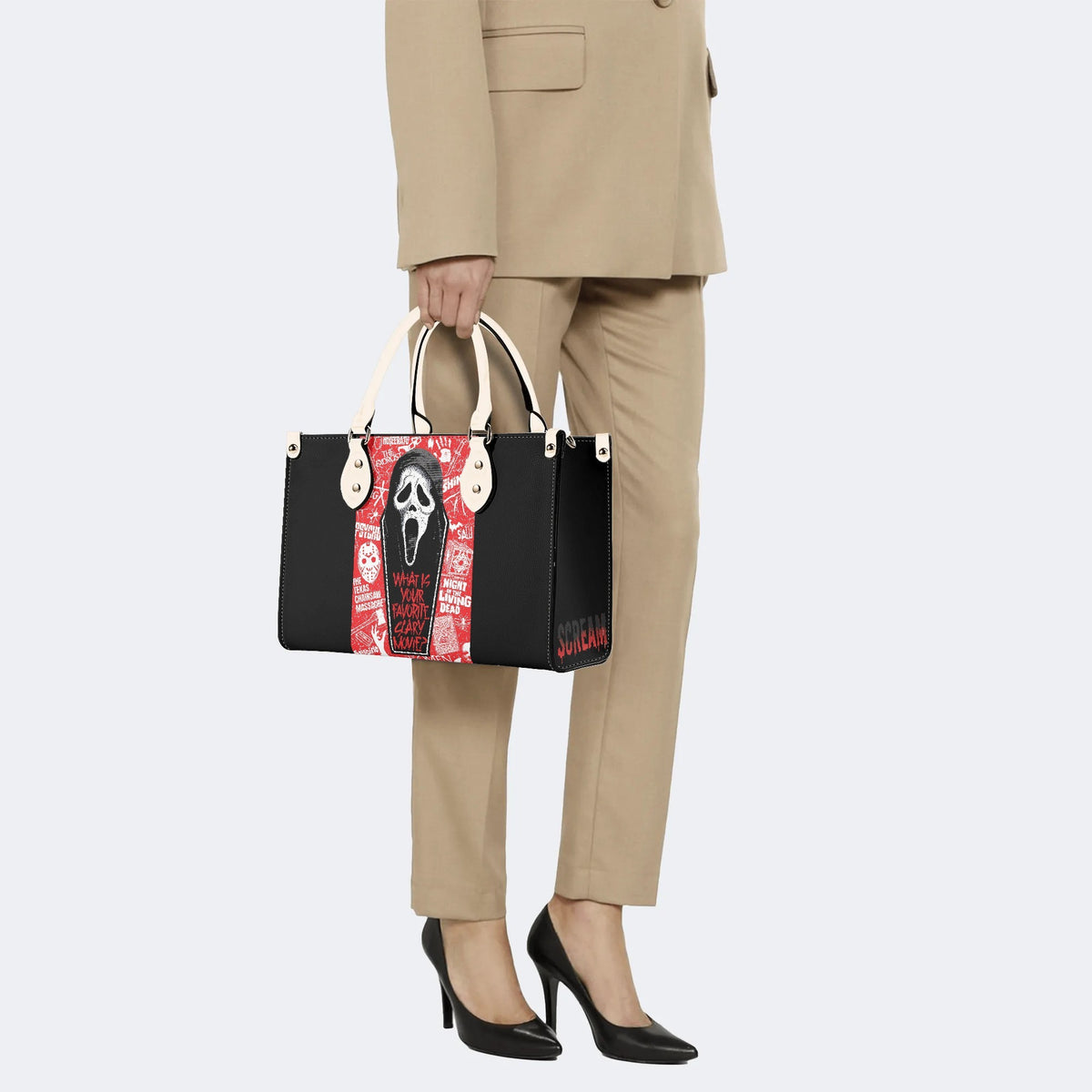 Horror Ghostface Print - Leather Handbag