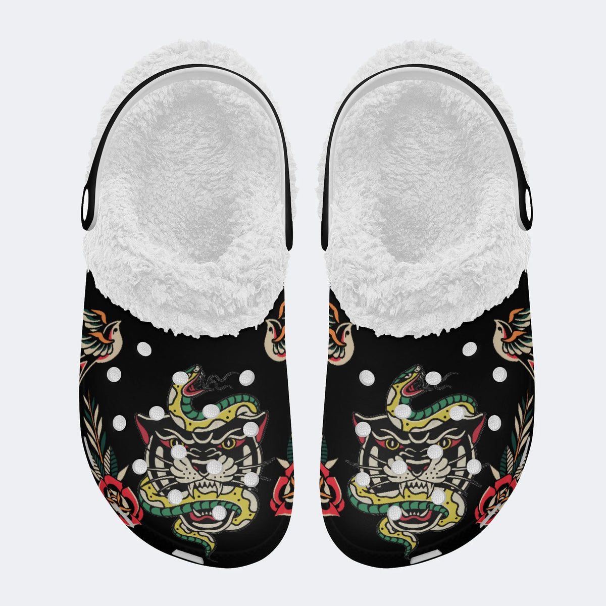 Tiger&Snake Art Print- Fur Lined Slippers/Sandals